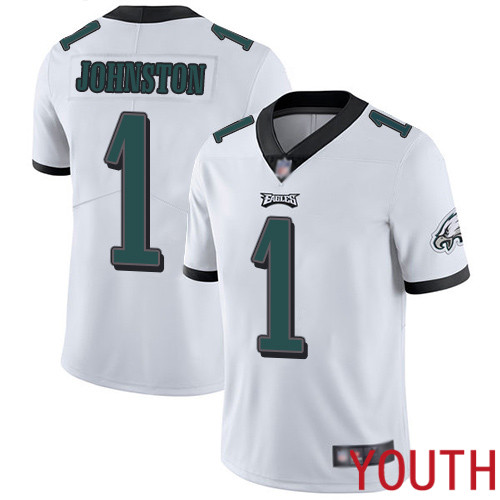 Youth Philadelphia Eagles #1 Cameron Johnston White Vapor Untouchable NFL Jersey Limited Player Football->youth nfl jersey->Youth Jersey